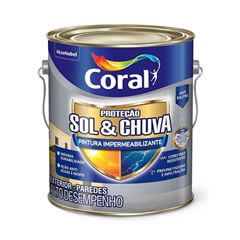Tinta Acrílica 3,6L Eggshell Proteção Sol e Chuva Pintura Impermeabilizante Branco CORAL / REF. 5202627