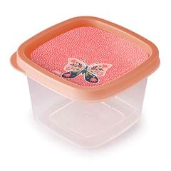 Pote Plástico Quadrado 500ml Decorado com Tampa - Ref.003849 - PLASUTIL