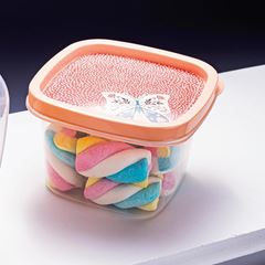 Pote Plástico Quadrado 500ml Decorado com Tampa - Ref.003849 - PLASUTIL