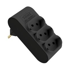 Plug Multiplicador 2P+T 10A 3 Saídas Preto FAME / REF. 4106	