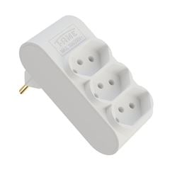 Plug Multiplicador 2P+T 10A 3 Saídas Branco FAME / REF. 4107	