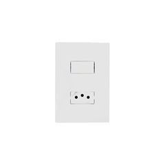 Interruptor 4x2 1 Tecla Simples com Tomada 2P+T 10A I9 Branco ILUMI / REF. 94200