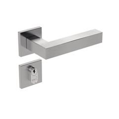 Fechadura Externa Alavanca Roseta IX420 Quadrada Inox Escovado STAM / REF. 44493