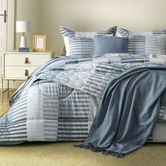 Kit Colcha Casal Algodão 3 Peças Julian Azul KARSTEN / REF. 3412922