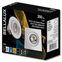 Spot em Abs Led 5w Bivolt Embutir Quadrado 3000K Branco BELLALUX / REF. 7017875