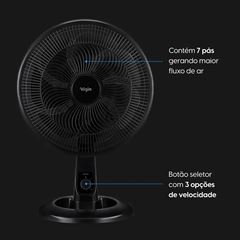 Ventilador 40cm de Mesa 220v com 7 Pás Breeze Air Preto ELGIN / REF. 42VEN4002000