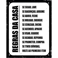Placa em Poliestireno 18x23cm Regras da Casa SINALIZE / REF. DEC27