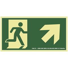 Placa em Pvc 15x30cm Saída de Emergência para Direita à Cima SINALIZE / REF. 315AD