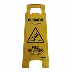 Placa em Polipropileno 27x65cm Cuidado Piso Molhado Amarela SINALIZE / REF. 700AL