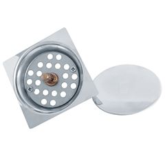 Ralo em Inox 10x10cm Click Redondo Cromado QUALIZ / REF. QL-RC10