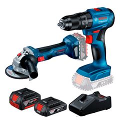Kit Furadeira de Impacto 18v GSB185li com Esmerilhadeira à Bateria GWS 180LI BOSCH / REF. 06019H90E5-000