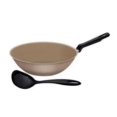 Frigideira em Alumínio Wok 24cm Loreto Creme Com Espumadeira TRAMONTINA / REF. 27815/598