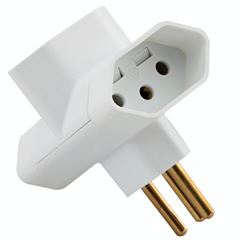 Plug T em Termoplástico 2P+T 10A 250V com 3 Saídas BrancoTRAMONTINA / REF. 57400180
