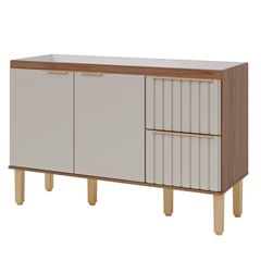 Gabinete para Cozinha em Mdf 144x88,5cm com 2 Porta e 2 Gavetas Ágata Freijó Off White MGM / REF. 32472.56