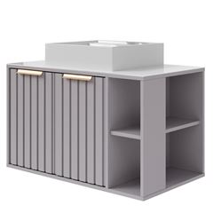 Gabinete para Banheiro MDF Suspenso 80cm Noruega com Cuba Platina MGM / REF. 31608.43