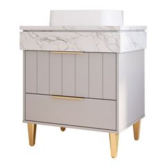 Gabinete para Banheiro MDF com Pés 70cm Riviera com Cuba Platina Calacata MGM / REF. 32456.66