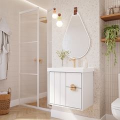 Gabinete para Banheiro MDF Suspenso 60cm Copenhague com Cuba Branco MGM / REF. 32464.2