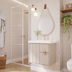 Gabinete para Banheiro MDF Suspenso 60cm Copenhague com Cuba Cappuccino MGM / REF. 32464.49