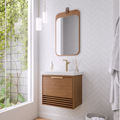 Gabinete para Banheiro MDF Suspenso 60cm Paraty com Cuba Freijó MGM / REF. 32466.43