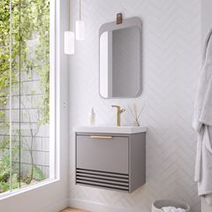 Gabinete para Banheiro MDF Suspenso 60cm Paraty com Cuba Platina MGM / REF. 32466.63