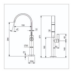 Torneira para Lavatório em Metal de Mesa com Bica Alta Simple Cromada CELITE / REF. B5002E5CR0