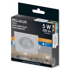 Spot em Abs Led 5w Bivolt Embutir Quadrado 3000K Branco BELLALUX / REF. 7024284