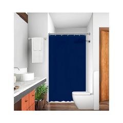 Cortina para Box em Poliéster 1,40x1,98m com Gancho Azul VIDA PRÁTIKA / REF. 149