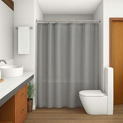 Cortina para Box em Poliéster 1,40x1,98m com Gancho Cinza VIDA PRÁTIKA / REF. 3174