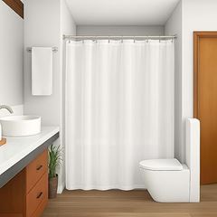 Cortina para Box em Poliéster 1,40x1,98m com Gancho Branco VIDA PRÁTIKA / REF. 3176