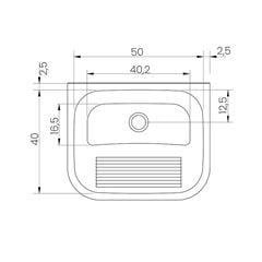 Tanque de Parede com Valvula Inox 50x40x27cm Acetinado - Ref. 94401/107 - TRAMONTINA