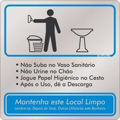 Placa em Alumínio 15x15cm Procedimento Sanitário Masculino SINALIZE / REF. 120AJ