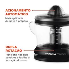 Espremedor Elétrico 220v Premium Preto E-02 - Ref. 0190-05 - MONDIAL