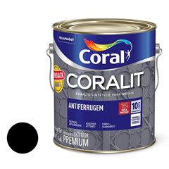 Tinta Esmalte Sintético Brilhante Coralit Antiferrugem 3,6L Preto CORAL/ REF. 5203032