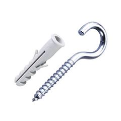 Gancho de Aço 3,4x60 com Bucha 06 Cartela com 4 peças Zincado Viva - Ref. 7222 - BEMFIXA