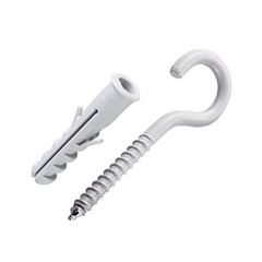 Gancho de Aço 3,4x60 com Bucha 06 Cartela com 4 peças Branco Viva - Ref. 7422 - BEMFIXA