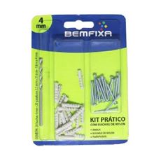 Kit Fixação Prático em Aço 4mm com Bucha Parafuso e Broca Viva - Ref. 3368 - BEMFIXA