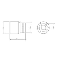 Soquete Cromo Vanadio 17mm Sextavado Encaixe 1/2 - Ref. 43603/117 - TRAMONTINA
