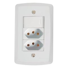 Interruptor 4X2 Simples+2 Tomada 2P+T 10A/250V Lux2 Branco - Ref. 57145/087 - TRAMONTINA