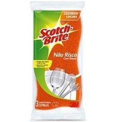 Esponja Não Risca com 3 Peças Scotch Brite Laranja - Ref.HB004305858 - 3M