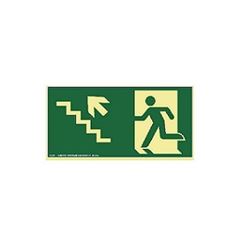 Placa PVC 15x20cm Saída De Emergência Descer A Esquerda - Ref. 315AB - SINALIZE