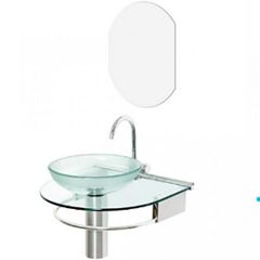 Lavabo Vidro/Alumínio 50x45,5 Jade+Espelho/Cuba 976 -  Ref.00000000976-8 - CRIS-METAL