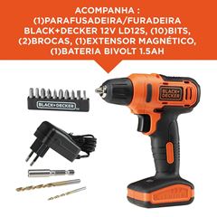 Furadeira Parafusadeira 12 V 13 Acessórios  BLACK&DECKER / REF. LD12S-BR