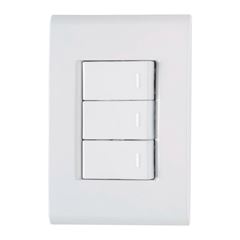 Interruptor 4x2 3 Teclas Simples 10A Liz Branco - Ref.57170/070 - TRAMONTINA