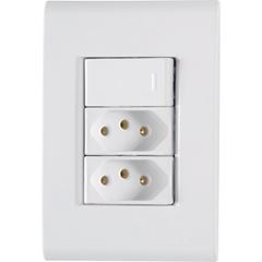 Interruptor Liz 4x2 1 Tomada Simples mais 2 Tomadas 2P+T 10A Branco - Ref. 57170/087- TRAMONTINA