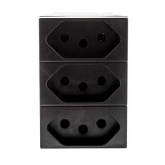 Tomada 3 Módulos 2P + T 250V 10A Triplex Plus Preta PIAL / REF. 615043PT