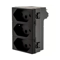 Tomada 3 Módulos 2P + T 250V 10A Triplex Plus Preta PIAL / REF. 615043PT