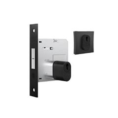 Fechadura Porta de Correr e Bater Roseta Quadrada Preto - Ref. 40887 - STAM