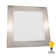 Painel em Alumínio LED 18w 3000K Bivolt Embutir Quadrado Prata - Ref. DI74824 - DILUX