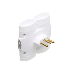 Plug Adaptador 2P+T 10A com 4 tomadas Saída Benjamin Branco DANEVA / REF. DN1838