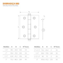Dobradiça Aço 3.1/2 X 3 Cartela com 3 880 Ferro Zincado Oxidado Envernizado - Ref.93789 - SILVANA